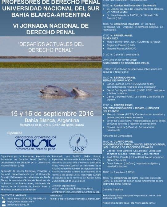 XVI Encuentro Argentino de Profesores de Derecho Penal y IV Jornada Nacional de Derecho Penal