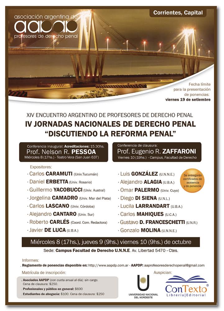 XIV Encuentro Argentino de Profesores de Derecho Penal XIV Encuentro en Corrientes AAPDP